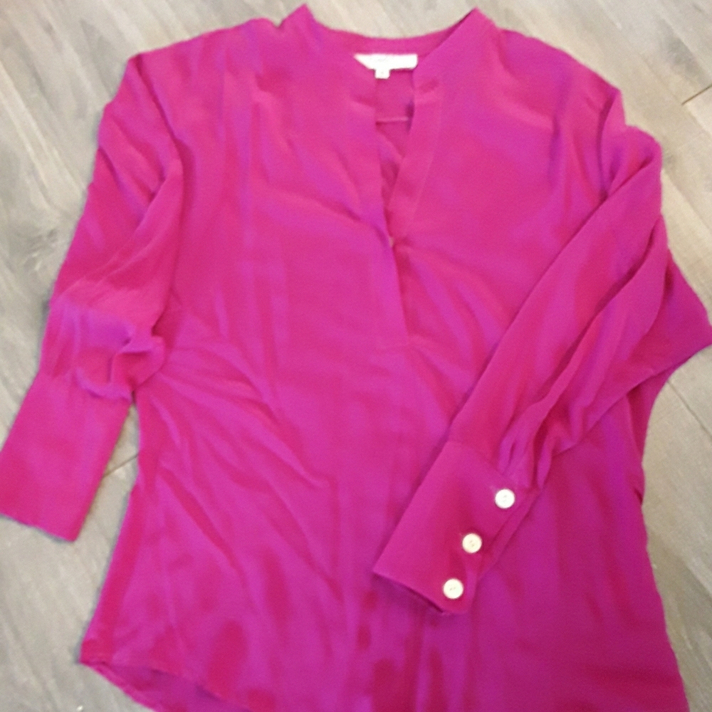 Boutique Magenta Pink 100% Silk Blouse